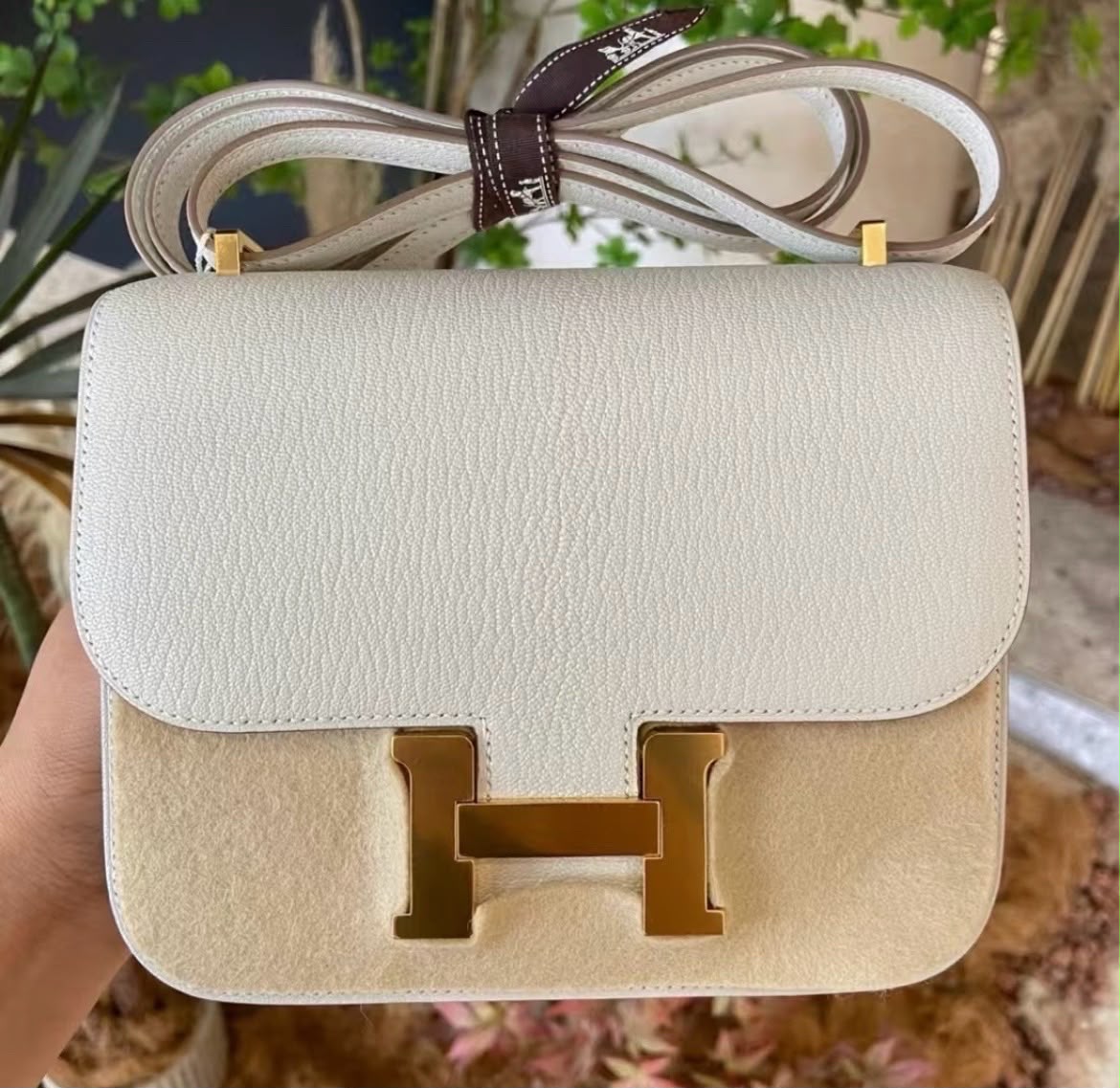 Hermes Constance 18 Nata Chevre Gold hardware