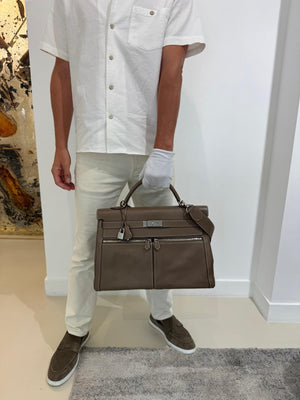 Hermes Kelly 40 Lakis Etoupe Swift Palladium hardware