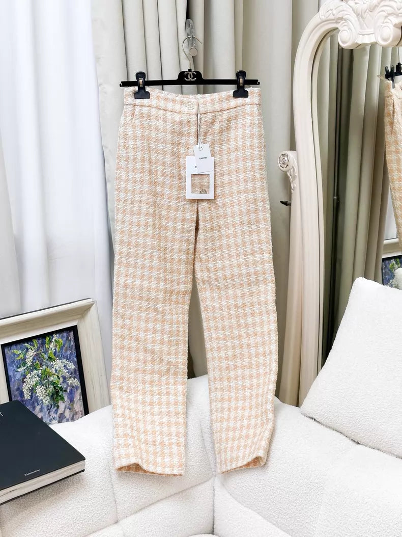 Chanel 23S orange tweed trousers