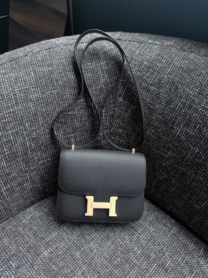 Hermes Constance 18 noir Epsom Brused gold hardware