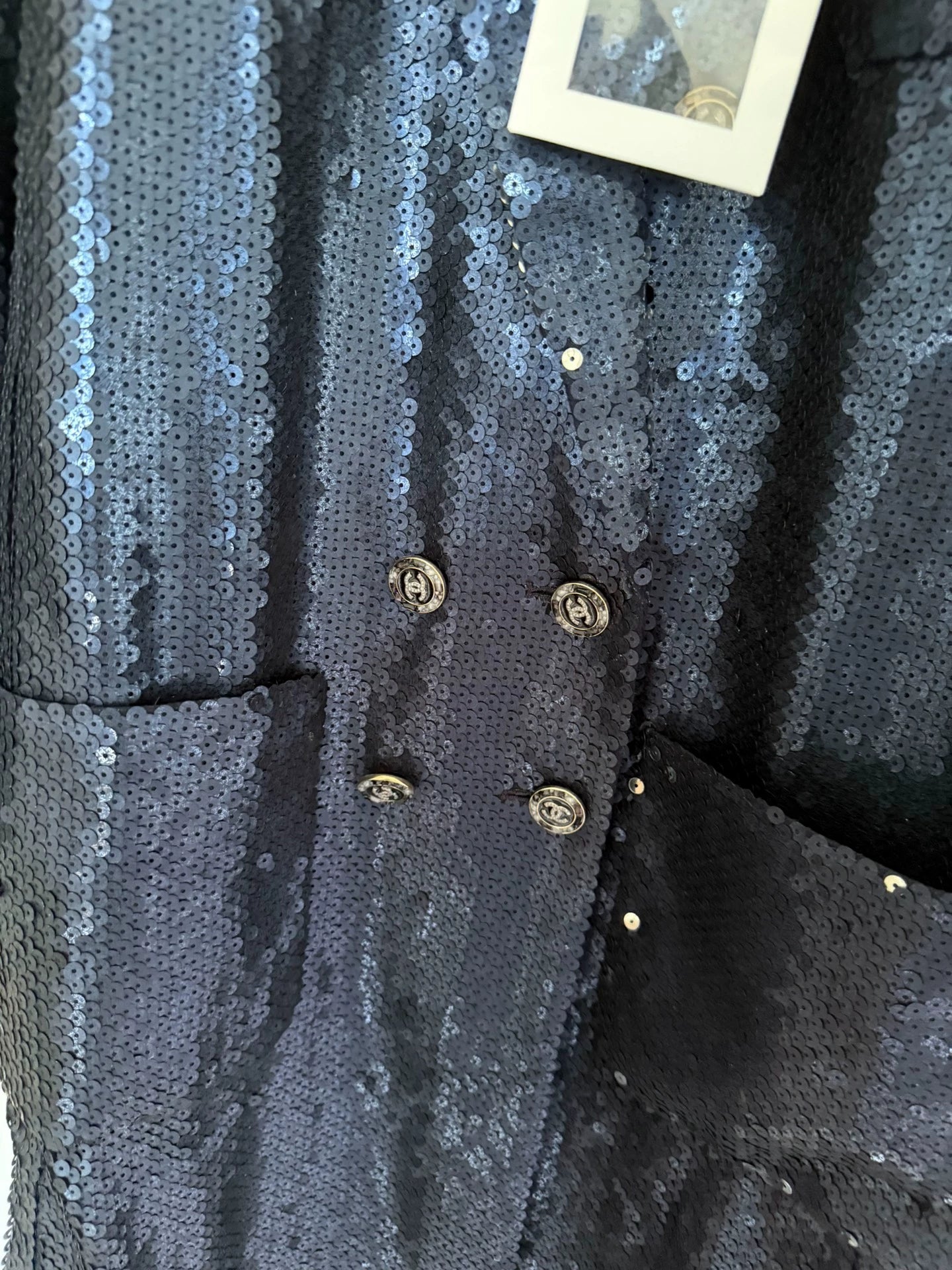 Chanel 23C black sequined coat