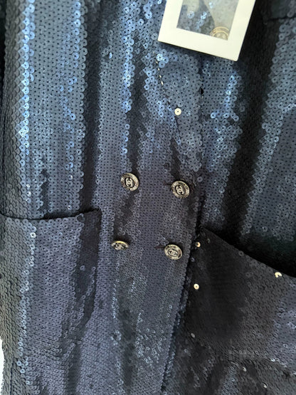 Chanel 23C black sequined coat