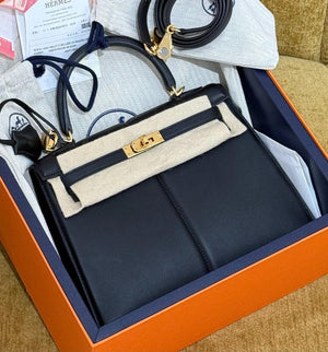 Hermes Kelly 25 Padded Black Swift Gold hardware