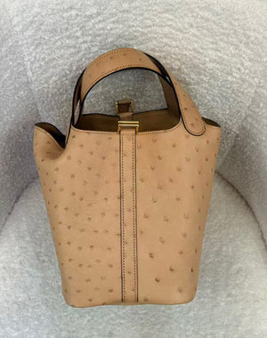 Hermes picotin 18 Chai ostrich gold hardware
