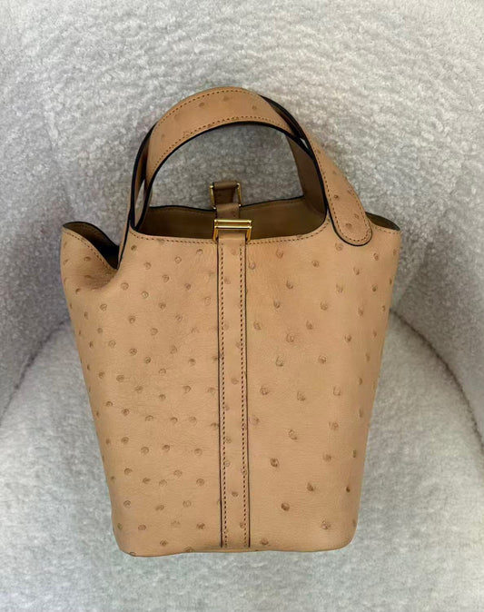 Hermes picotin 18 Chai ostrich gold hardware