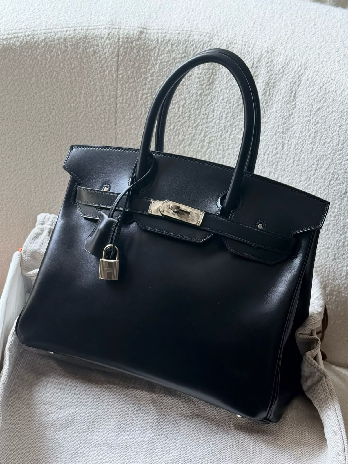 Hermes Birkin 30 Black Box Guilloché hardware (rare)