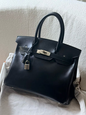 Hermes Birkin 30 Black Box Guilloché hardware (rare)