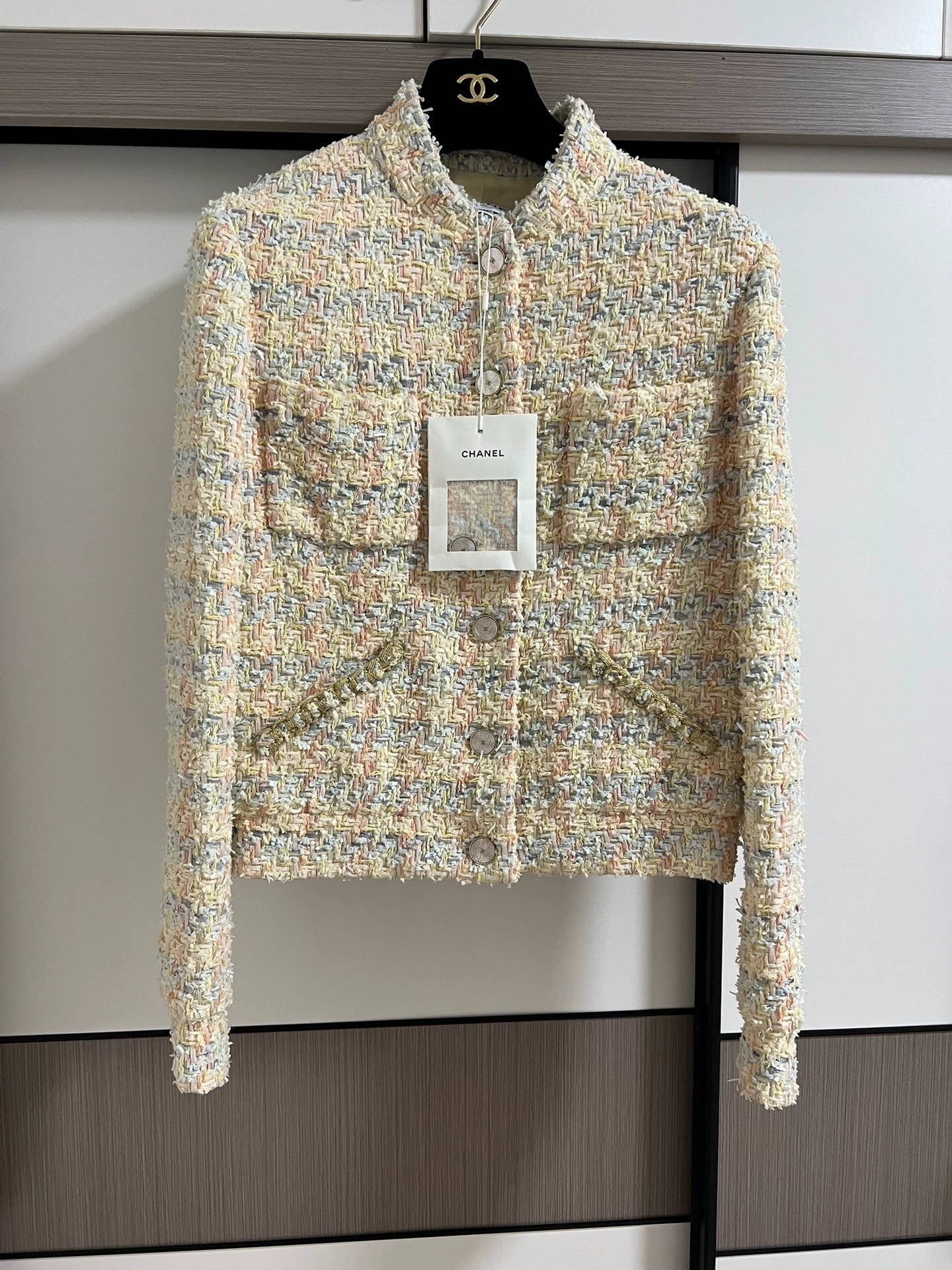 Chanel yellow tweed jacket