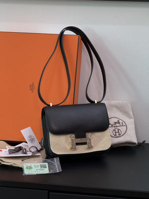 Hermes Constance 18 Black Tadelakt & Ombre Lizard Palladium hardware