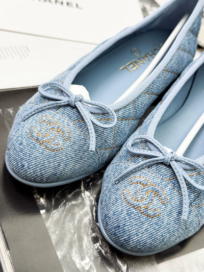 Chanel 26B denim ballet flats
