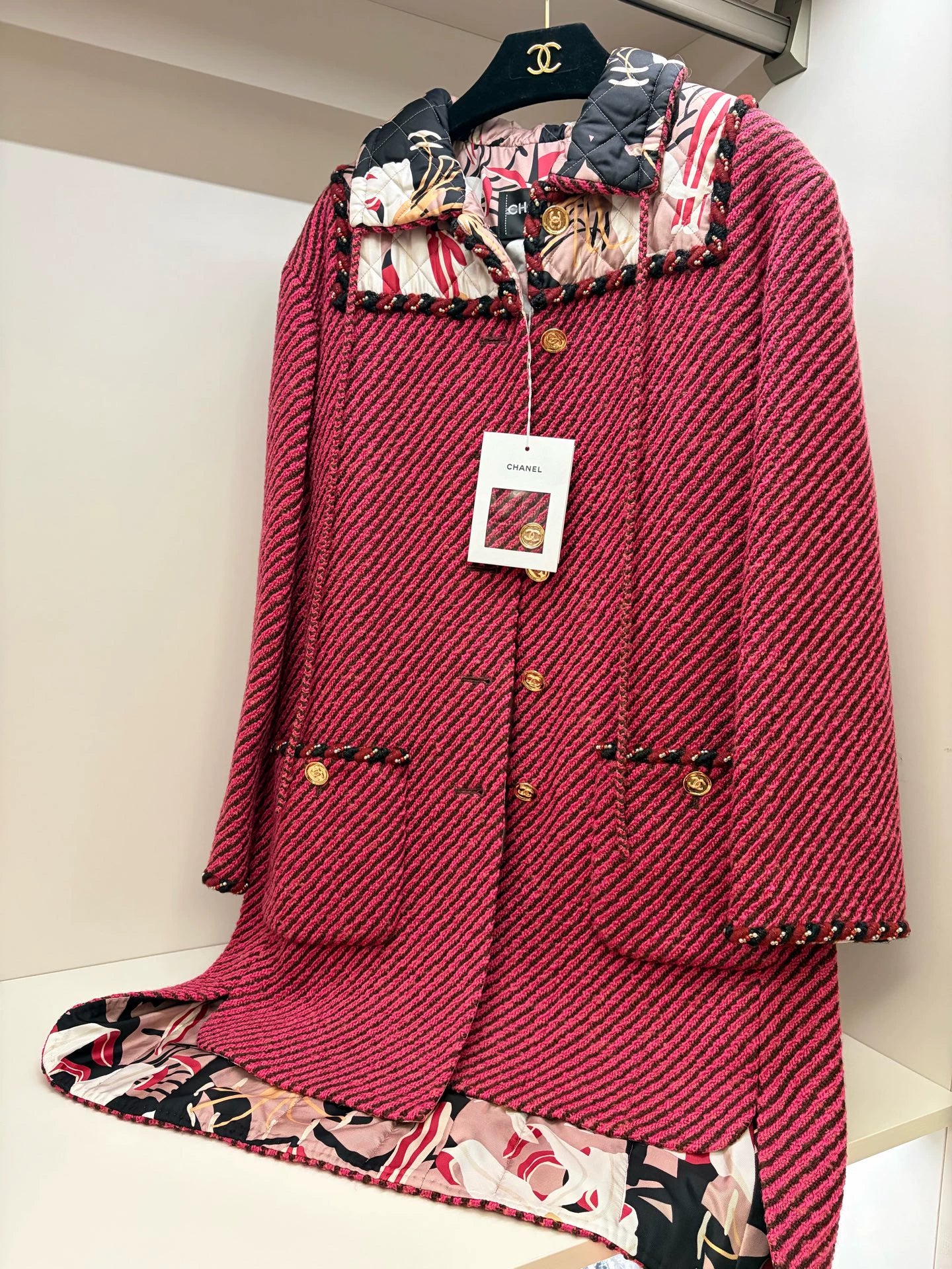 Chanel 23A fuchsia tweed coat