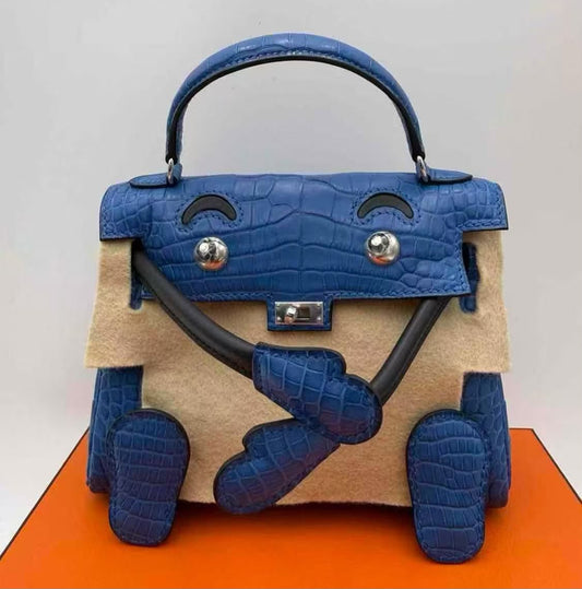 Hermes Kelly Doll Bleu Zellige Matte Alligator Palladium hardware