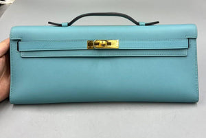 Hermes Kelly cut Bleu Atoll Swift Gold hardware
