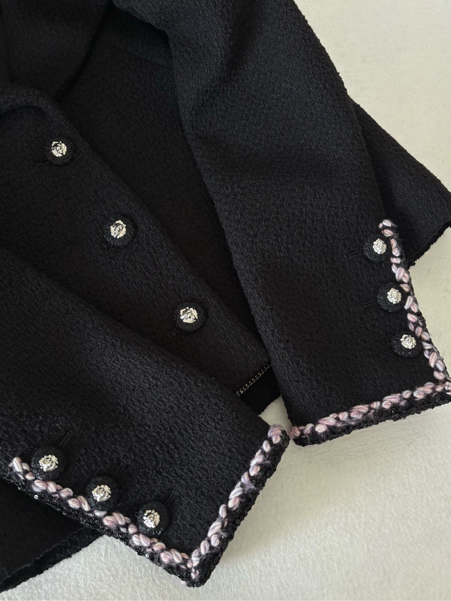 Chanel 24K Black Navy Collar Lion Button Jacket