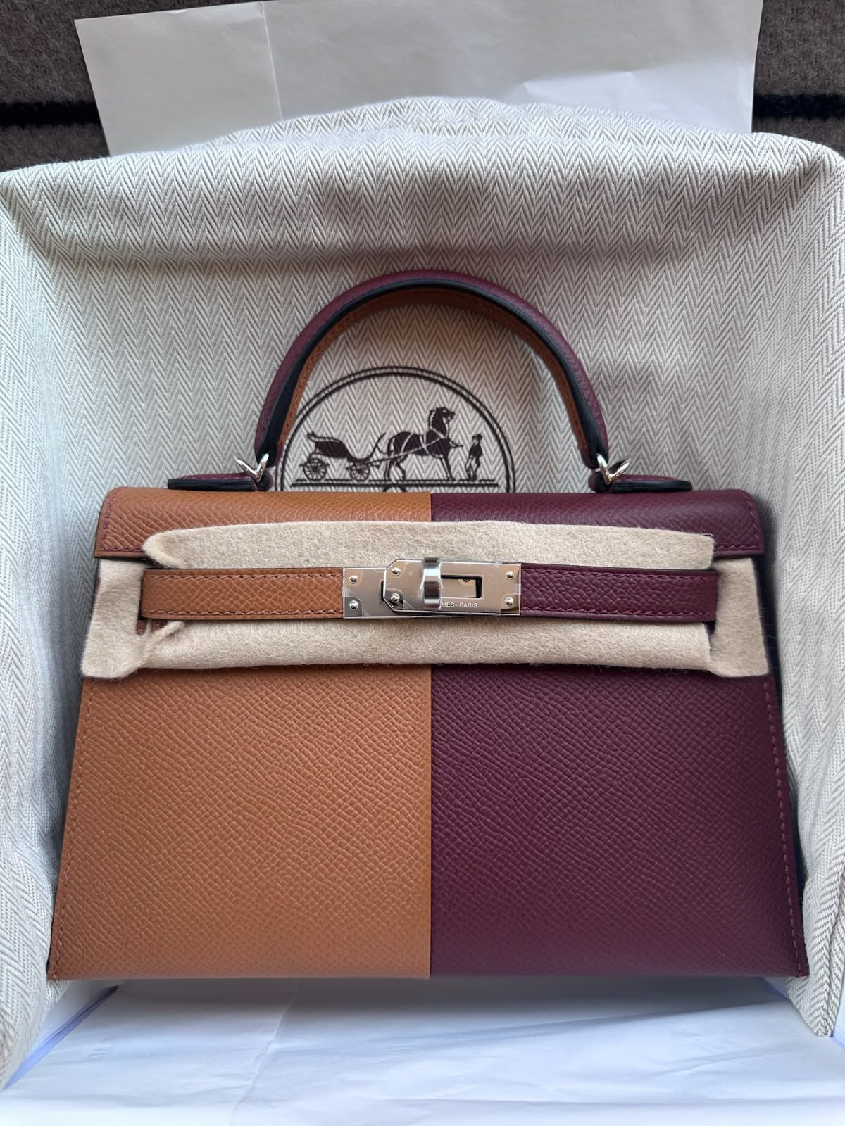 Hermes Mini Kelly 20 Casaque Gold/Rouge H Epsom Palladium hardware