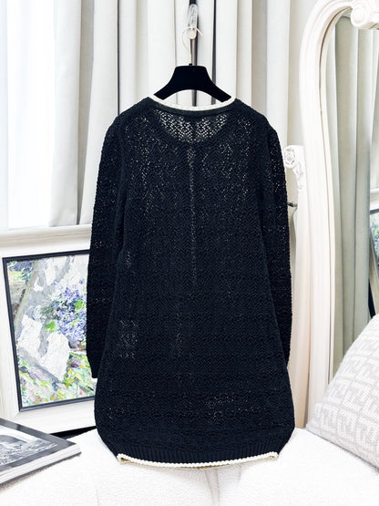 Chanel 24P black crochet dress