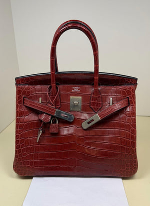 Hermes Birkin 30 Rouge H Matte Niloticus Palladium hardware
