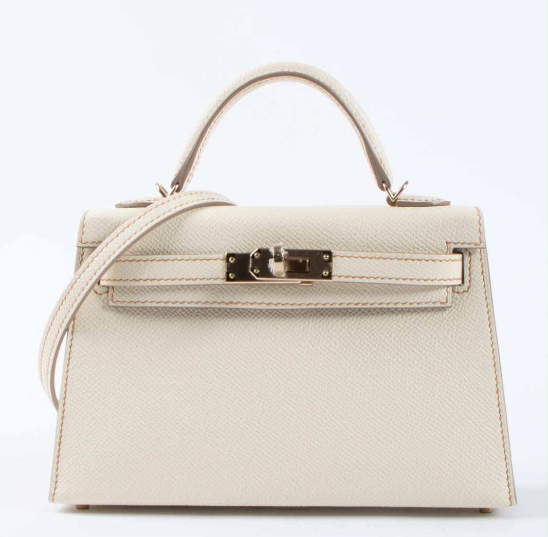 Hermes Mini Kelly 20 Verso Craie / Gold Epsom Permabrass hardware