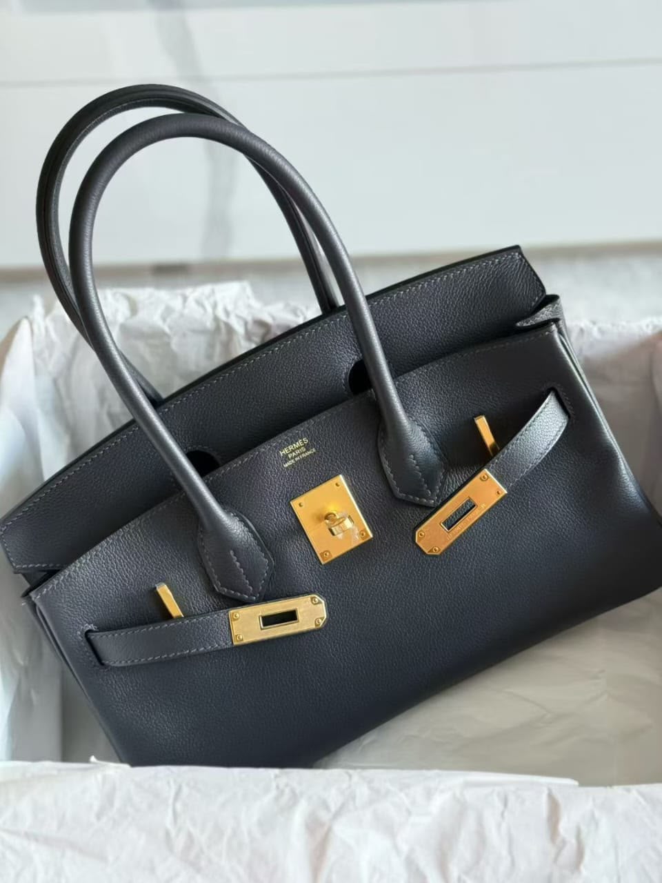 Hermes Birkin Shoulder Caban Evercolor Gold hardware