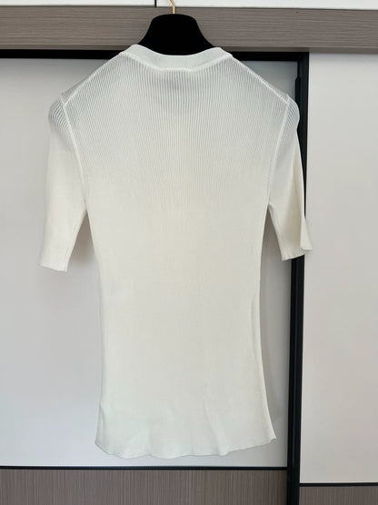 Chanel 26B off-white ice silk top