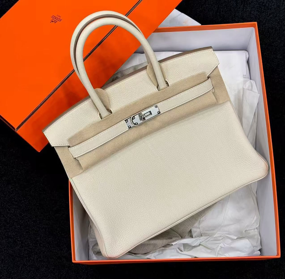 Hermes Birkin 30 Craie Togo Palladium hardware