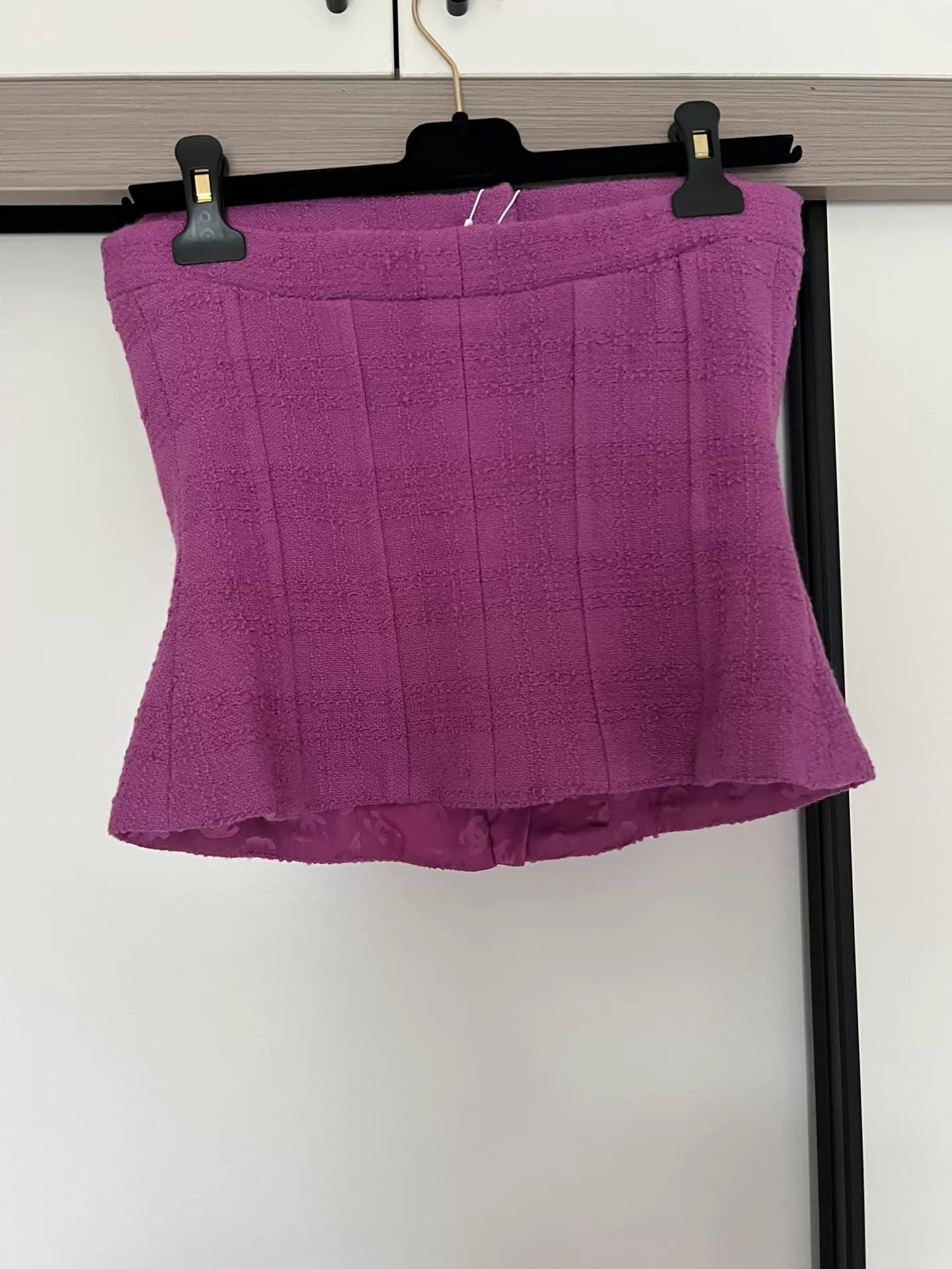 Chanel 23B purple strapless top