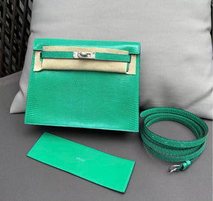 Hermes Kelly dépêches  Menthe Lizard Palladium hardware