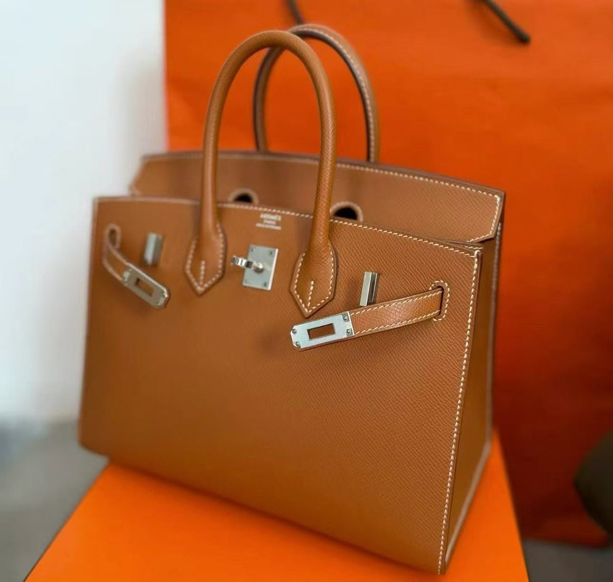 Hermes Birkin 25 Sellier Gold Epsom Palladium hardware