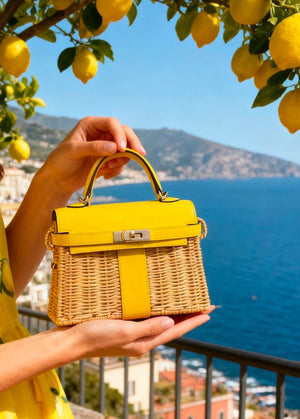 Hermes Mini Kelly 20 Picnic Jaune de Naples Swift / Osier Palladium hardware