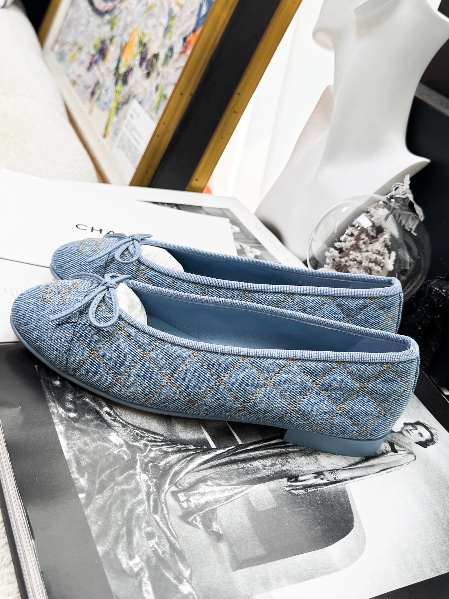 Chanel 26B denim ballet flats