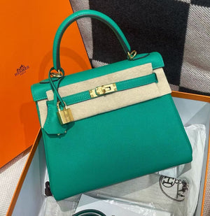 Hermes Kelly 25 menthe Togo gold hardware