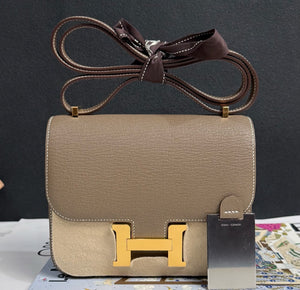 Hermes Constance 18 etoupe Chevre mysore gold hardware