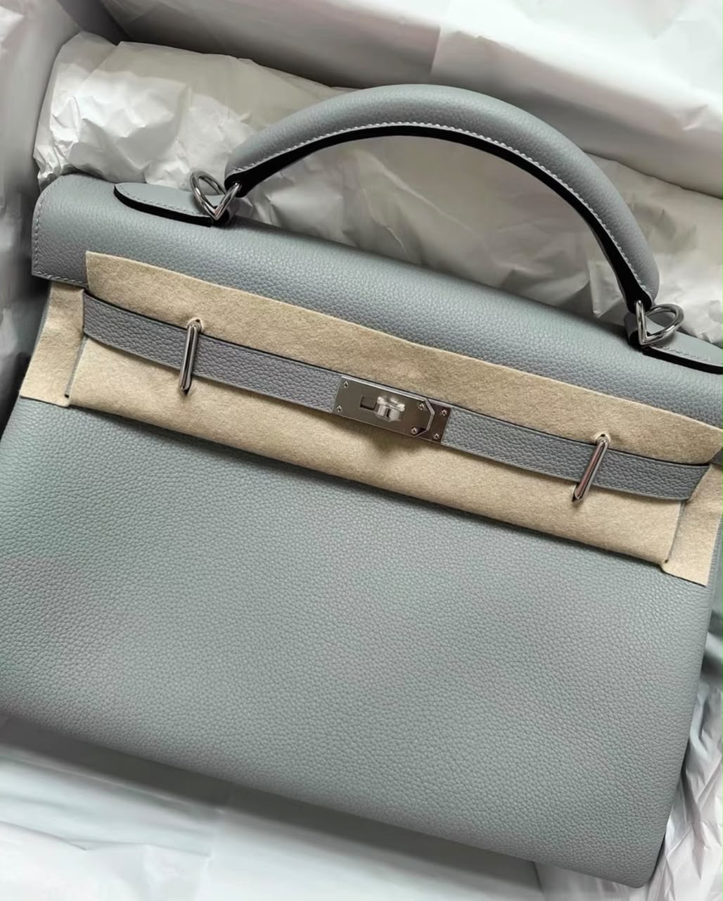 Hermes Kelly Maxi Gris Pantin Togo Palladium hardware