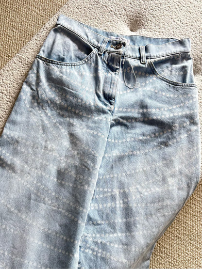Chanel 25P light blue pearl trousers