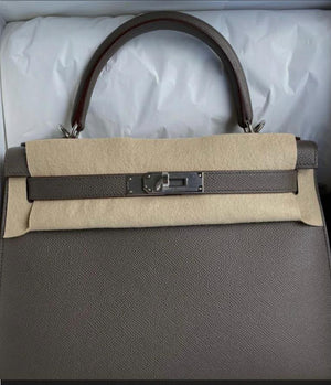 Hermes Kelly 28 Gris Etain Epsom Palladium hardware