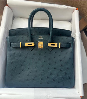 Hermes Birkin 25 Vert Cypress Ostrich Gold hardware