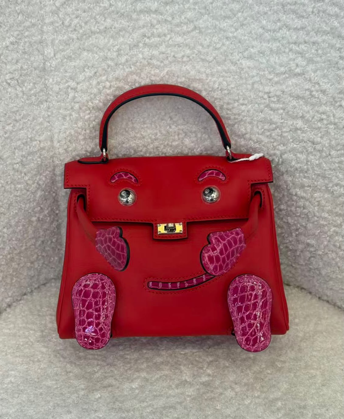 Hermes Kelly doll touch in rouge de coeur / rose Mexico shiny alligator palladium hardware