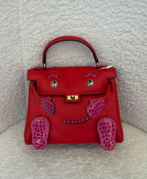 Hermes Kelly doll touch in rouge de coeur / rose Mexico shiny alligator palladium hardware