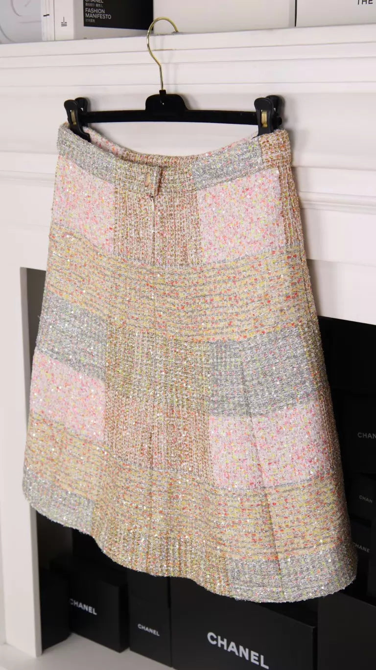 Chanel 24C Colorful Tweed Jacket, and Skirt Set