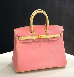 Hermes Birkin 25 Epsom retourne HSS rose confetti Epsom x jaune poussin brushed gold hardware