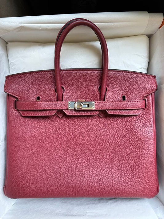 Hermes Birkin 25 Rouge Grenat Togo Palladium hardware