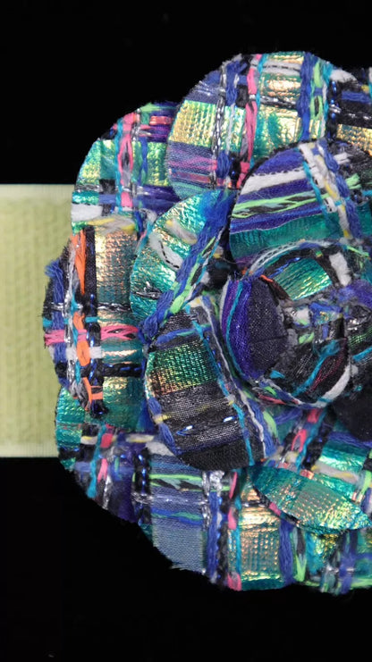 Chanel blue multicolour floral brooch