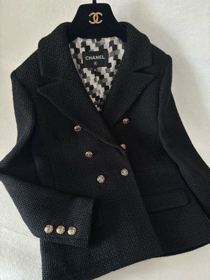 Chanel 21P Black Tweed Jacket