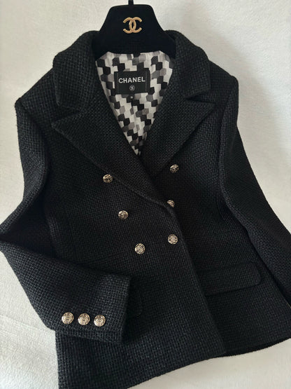 Chanel 21P Black Tweed Jacket