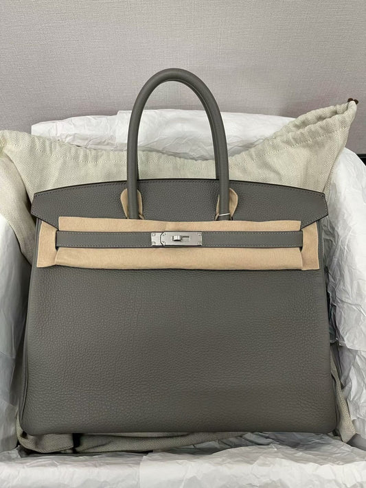 Hermes Birkin 35 Gris Meyer Togo Palladium hardware