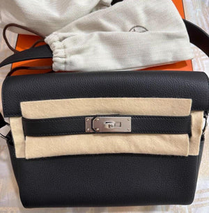 Hermes Kelly Messenger PM Black Togo Palladium hardware