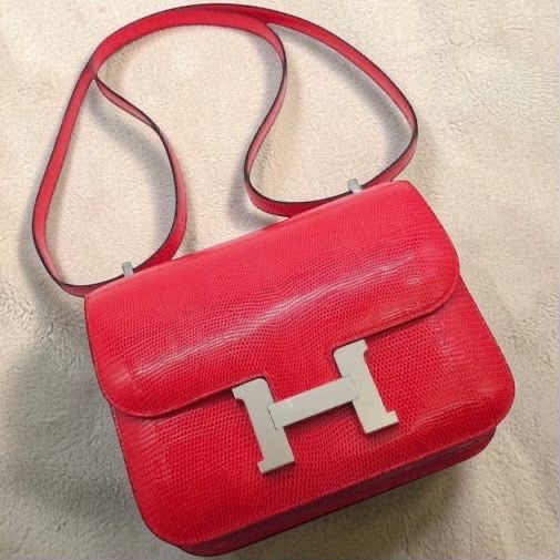 Hermes Constance 18 Rouge De Coeur Lizard Palladium hardware