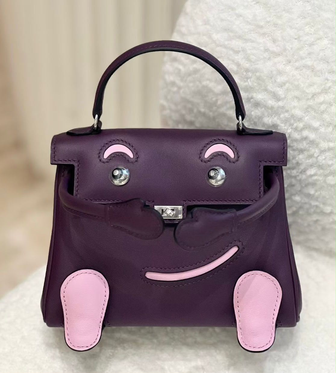 Hermes  Kelly dole cassis / mauve Sylvester palladium hardware
