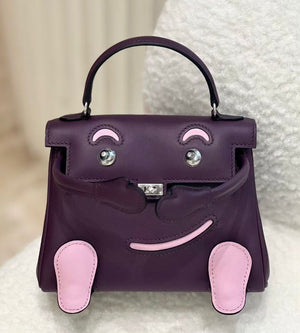 Hermes  Kelly dole cassis / mauve Sylvester palladium hardware