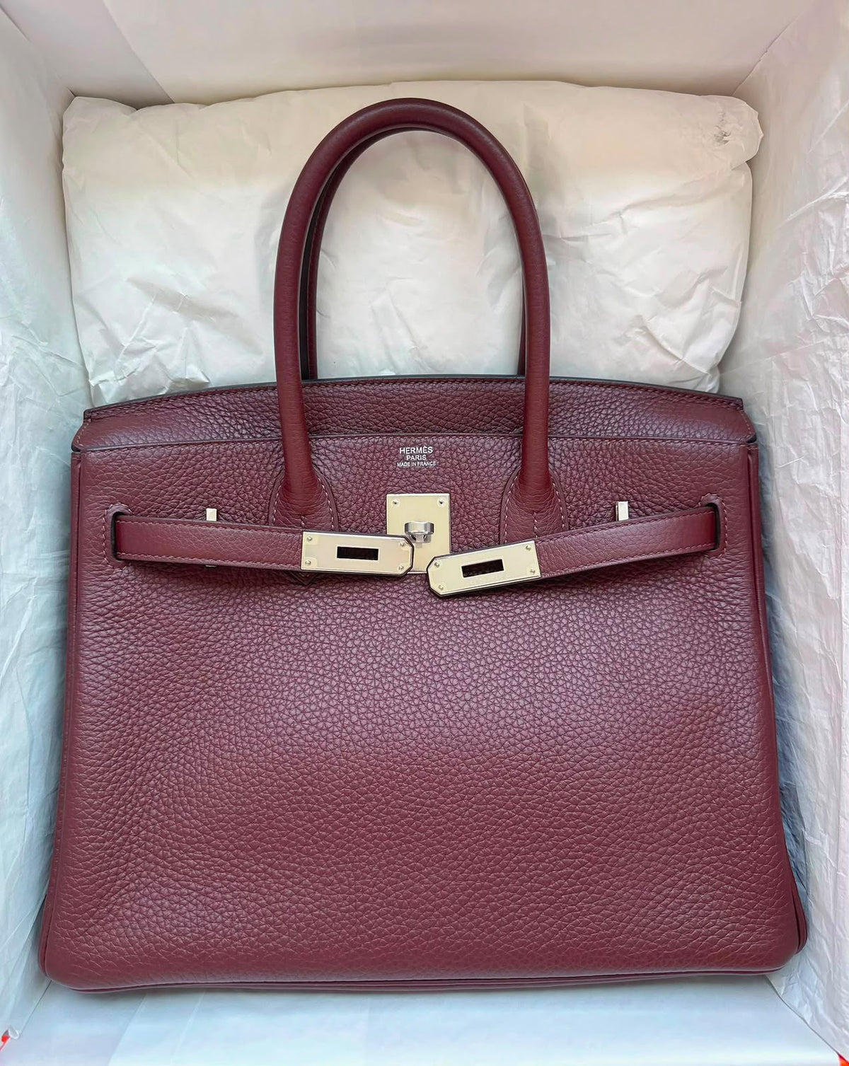 Hermes Birkin 30 Bordeaux Togo Palladium hardware